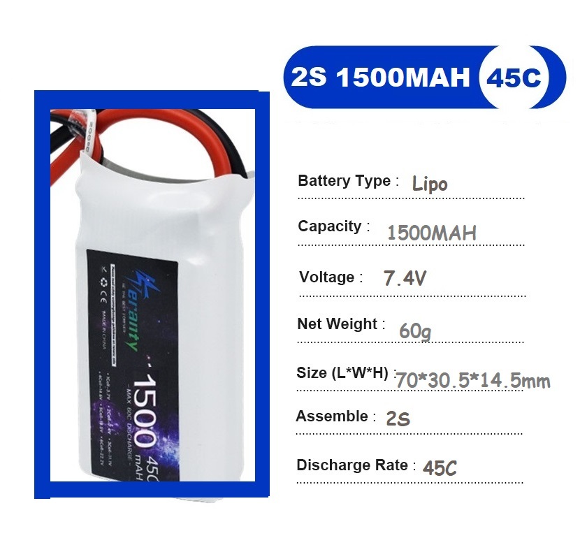 2PCS 7.4V Lipo 2S Battery 1500 - Drone Racing Battery 리뷰 및 가격